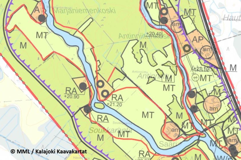 Kaavakartta Kuusisto Tomujoen rannalla