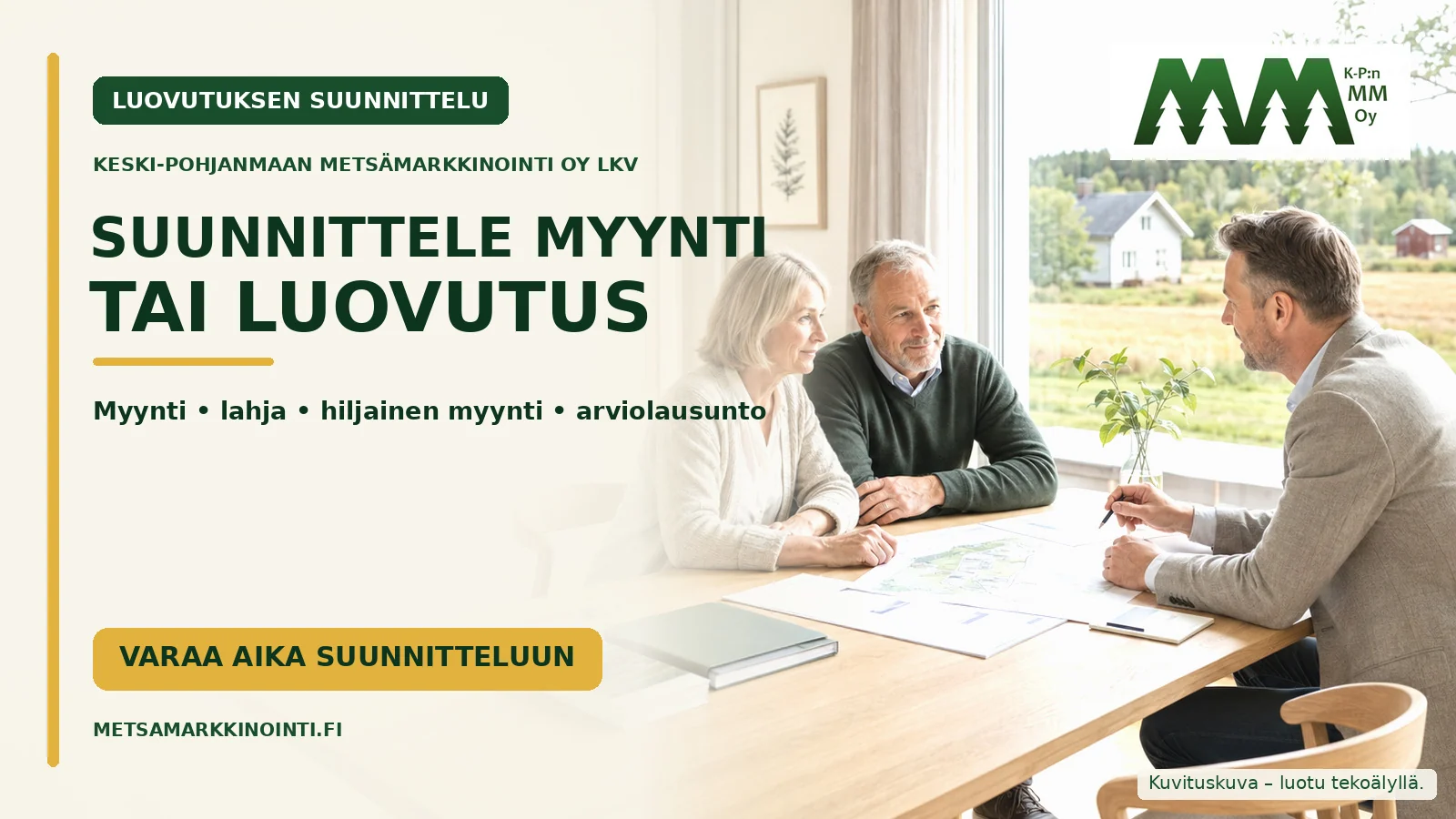 Varaa aika metsätilan myynnin suunnitteluun