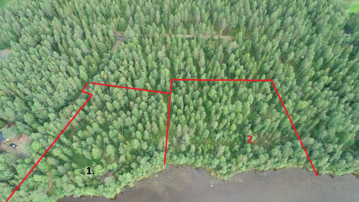 Ala-Kitkan omarantainen määräala Kuusamossa lähellä Rukaa – ilmakuva.