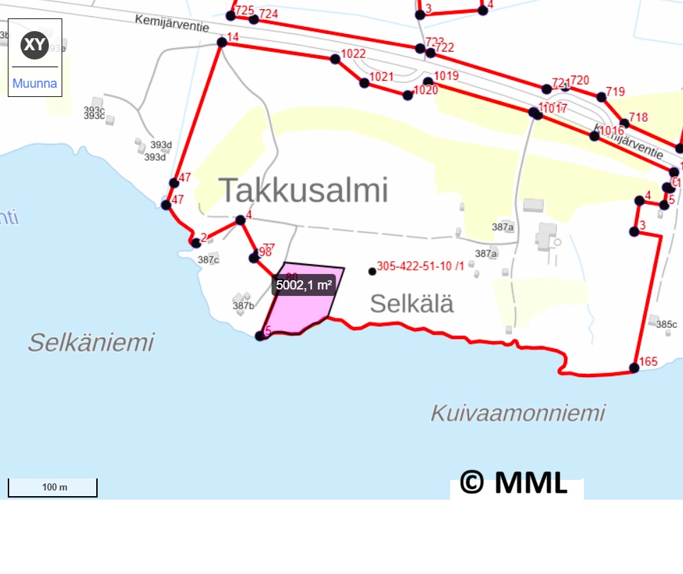 Omarantainen määräala kantakartta