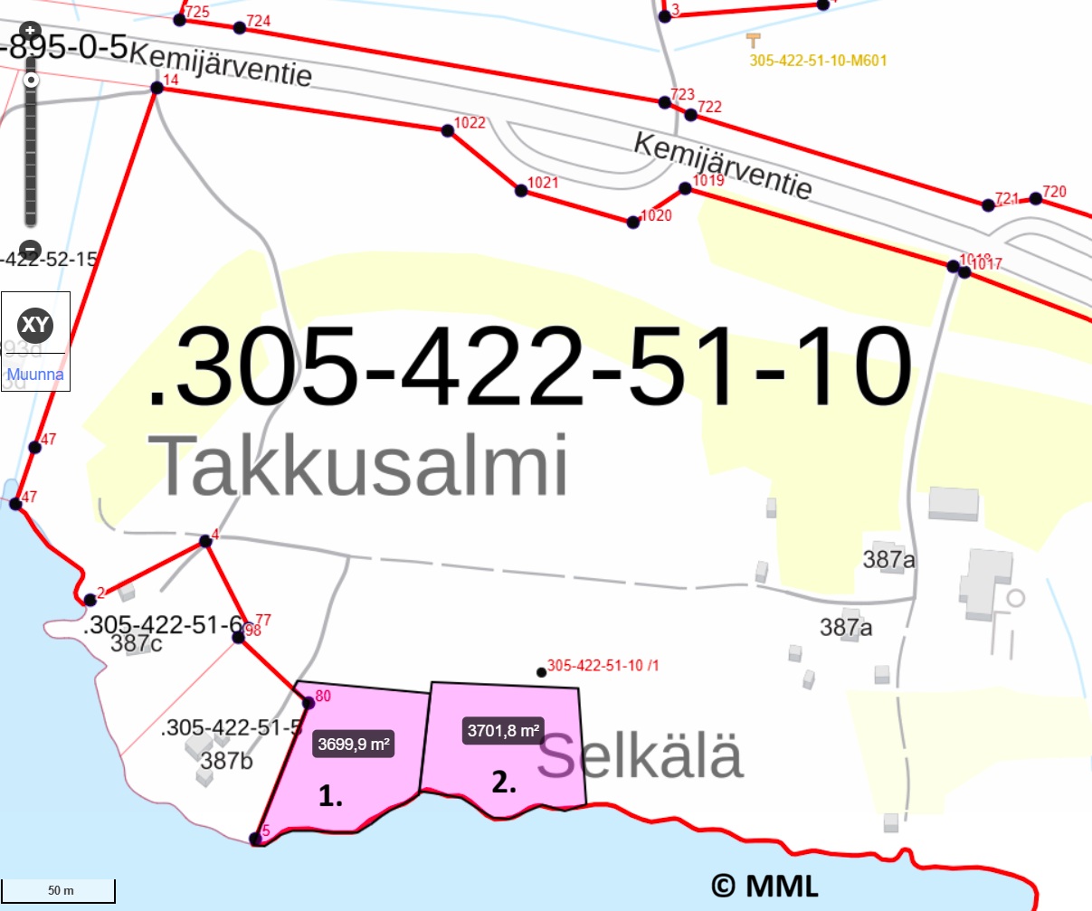 Määräala 1 Selkälän tilasta 305-422-51-10 Ala-Kitkan rannalla.