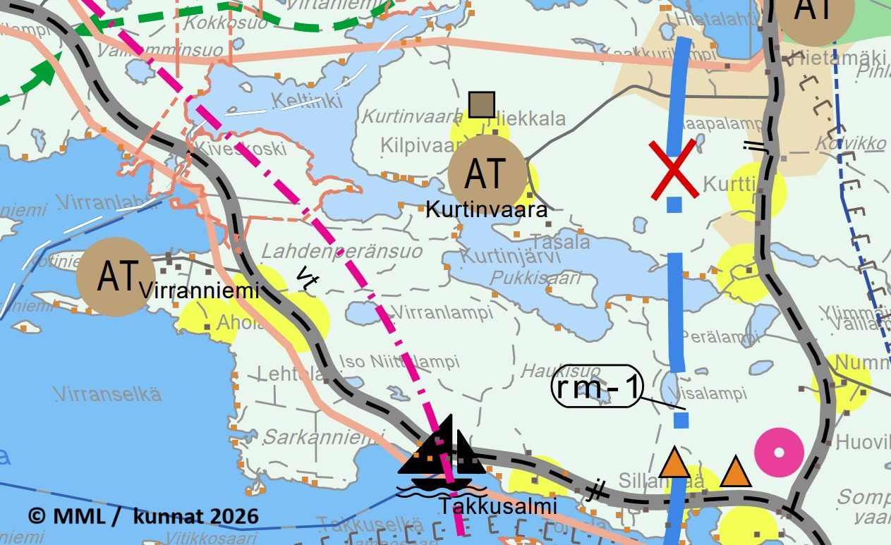 Strateginen yleiskaava ote Kuusamo Takkusalmi 